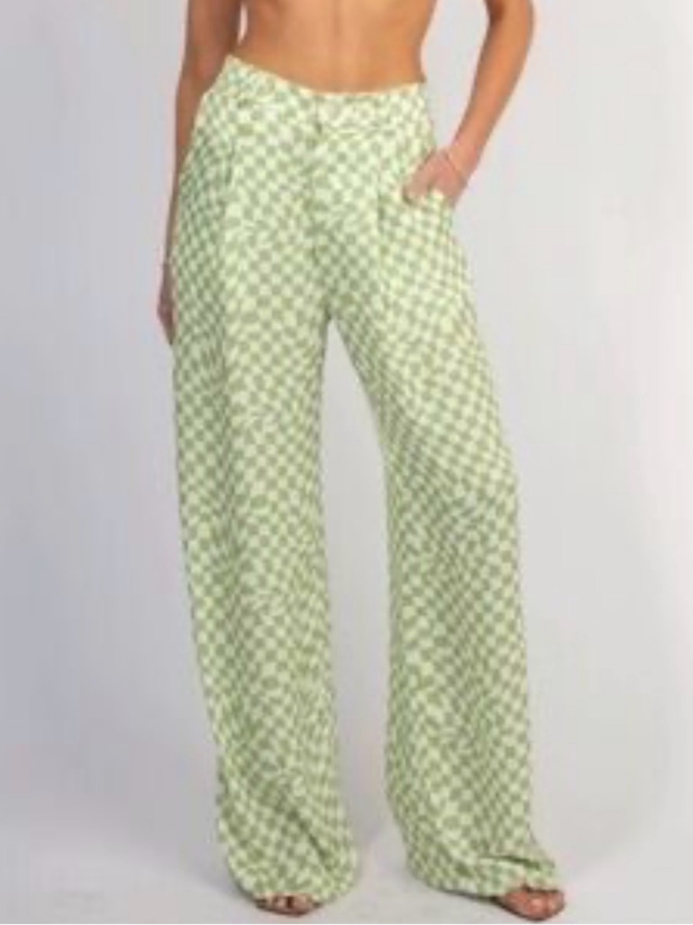 Resa Sasha Checkered Wide Leg Trouser Pants XS - Picture 3 of 5